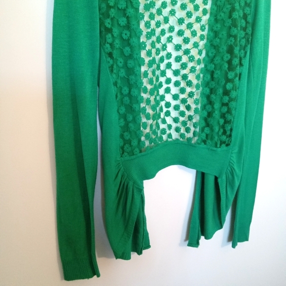 Open Waterfall Front Cardigan with Lace Back - Picture 11 of 11